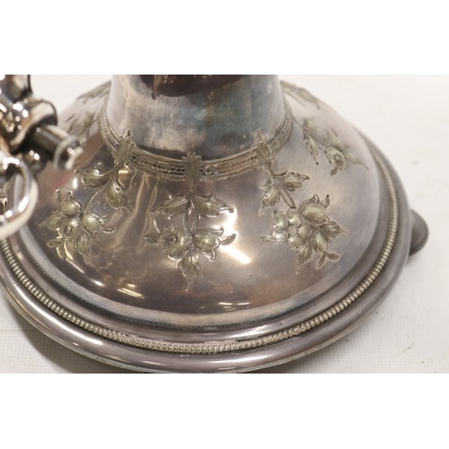 729 - Silver plated samovar, gadrooned borders, embossed floral decoration, dual handles, H43.5cm
Bradley'... 