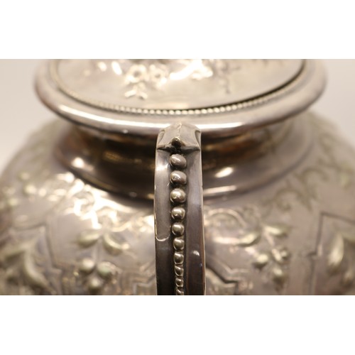 729 - Silver plated samovar, gadrooned borders, embossed floral decoration, dual handles, H43.5cm
Bradley'... 