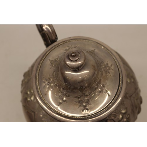 729 - Silver plated samovar, gadrooned borders, embossed floral decoration, dual handles, H43.5cm
Bradley'... 
