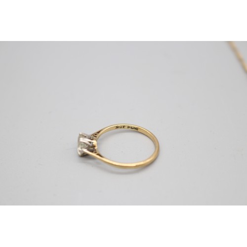 21 - A lot of hallmarked 9ct yellow gold cubic zirconia jewellery, comprising a stamped 9ct yellow gold s... 