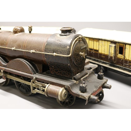 20 - Extremely rare and unique pre-war tin plate Marklin Gauge 1 clockwork 4-4-2 Atlantic Locomotive and ... 