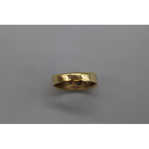 48 - 18ct yellow gold diamond three-stone band ring (marks illegible, XRF tested as 18ct), ring size M, w... 