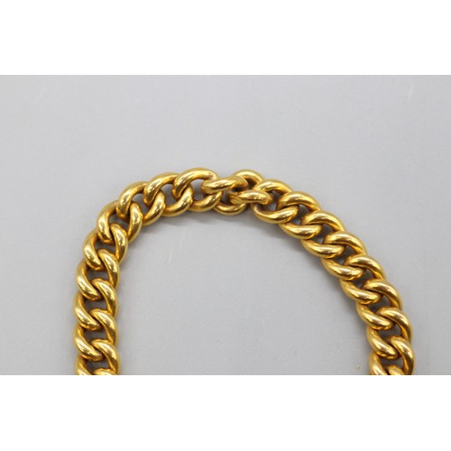 47 - Stamped and tested 9ct yellow gold curb link bracelet with heart-shaped padlock clasp and safety cha... 