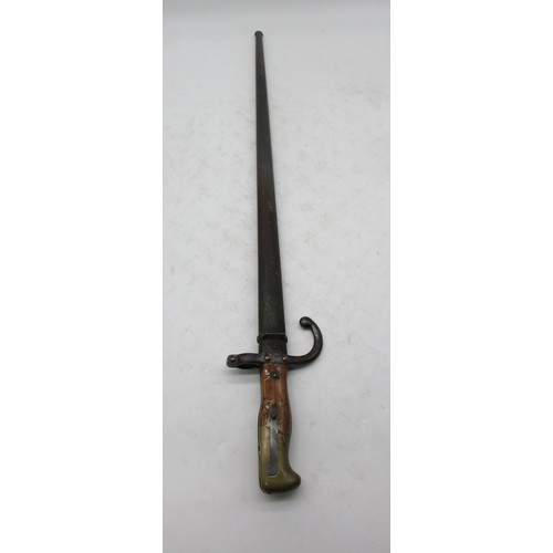 52 - The Janet Ellis Collection - French bayonet, gra, wooden and brass handle, stamped '31759' on handle... 
