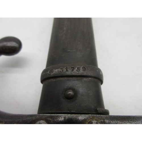 52 - The Janet Ellis Collection - French bayonet, gra, wooden and brass handle, stamped '31759' on handle... 