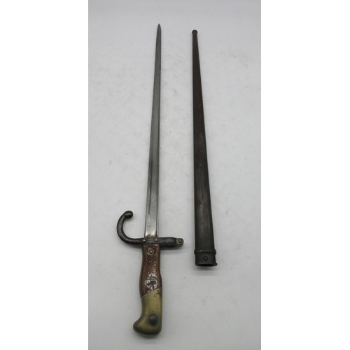 52 - The Janet Ellis Collection - French bayonet, gra, wooden and brass handle, stamped '31759' on handle... 