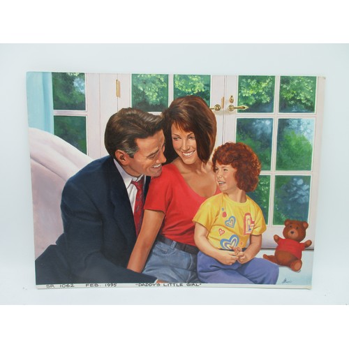 55 - The Janet Ellis Collection - Oil painting on board, showing 'Daddy's Little Girl' family portrait of... 