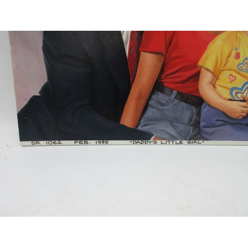 55 - The Janet Ellis Collection - Oil painting on board, showing 'Daddy's Little Girl' family portrait of... 