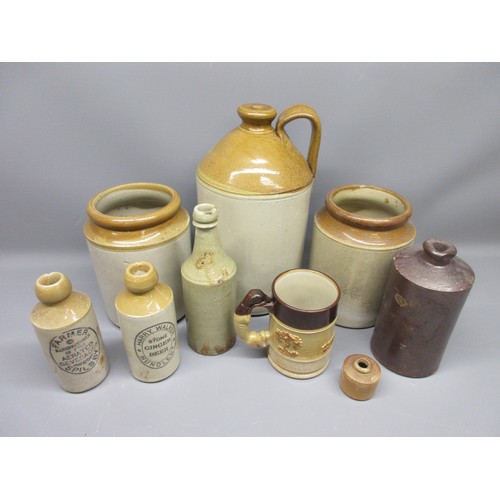 652 - Collection of brown salt glazed ceramics; incl. large stoneware jug, approx. H33cm; Denby stoneware ... 
