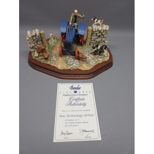 702 - Border Fine Arts 'New Technology Arrives' By Ray Ayres Limited Edition 407/1250 On Wood Base, Signed... 