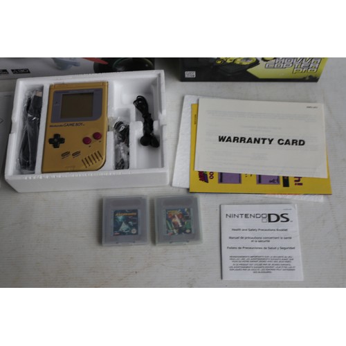 913 - Nintendo Gameboy in original box, 2 Gameboy games, Nintendo DS (No Charger), TX Juice Hover Copter P... 