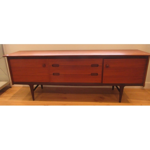 John Herbert for A. Younger, teak Fonesca sideboard, three drawers enclosed by cupboard doors, C1960's W209cm D50cm H75cm
Bradley's Shipping POA https://www.bradleys.ltd/quotation-request-form
