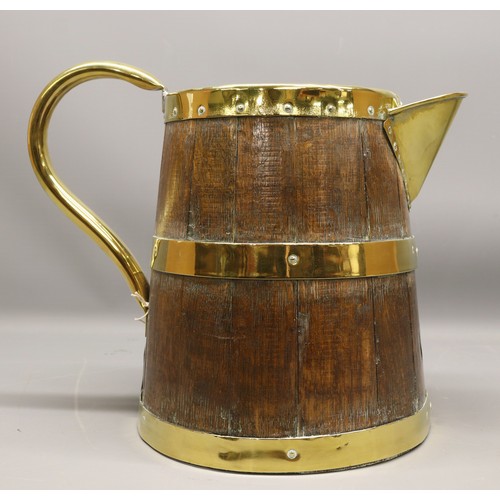 Edwardian coopered oak & brass-bound ale/cider pitcher featuring ...