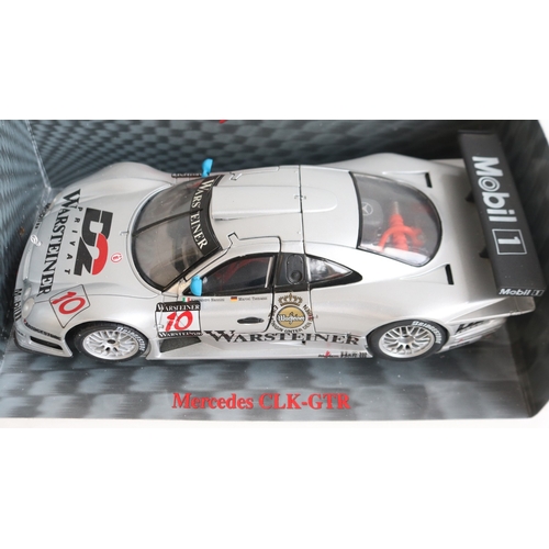 56 - Collection of 1/18 and 1/24 scale racing car models to include 5x boxed examples including 2x Merced... 