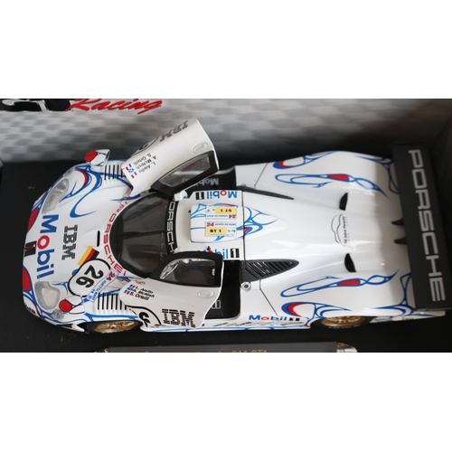 56 - Collection of 1/18 and 1/24 scale racing car models to include 5x boxed examples including 2x Merced... 