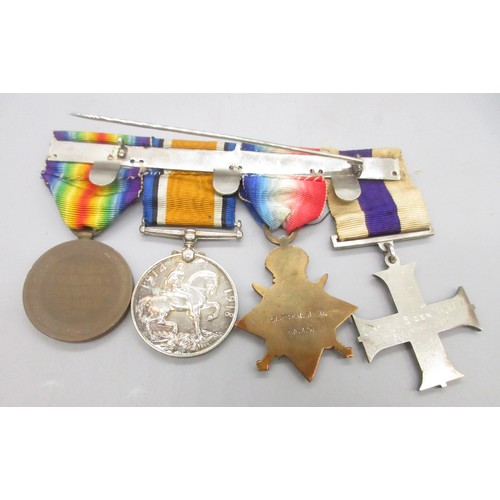 57 - Leather easel framed Military Cross WWI group of medals awarded to Major W. M. Biden, a display with... 