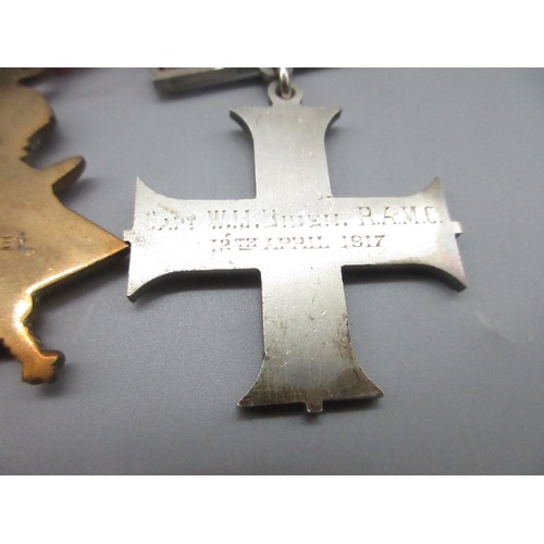 57 - Leather easel framed Military Cross WWI group of medals awarded to Major W. M. Biden, a display with... 