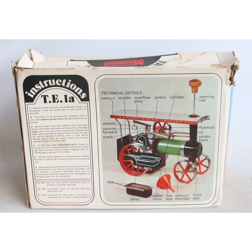 2 - Mamod T.E.1a live steam tractor in fair previously used condition with funnel and steering rod, box ... 