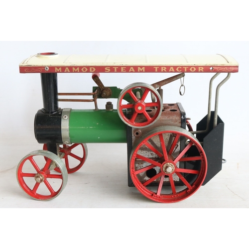 2 - Mamod T.E.1a live steam tractor in fair previously used condition with funnel and steering rod, box ... 