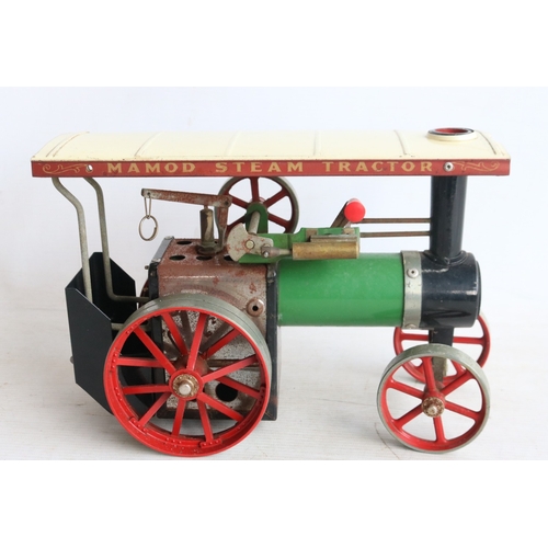 2 - Mamod T.E.1a live steam tractor in fair previously used condition with funnel and steering rod, box ... 