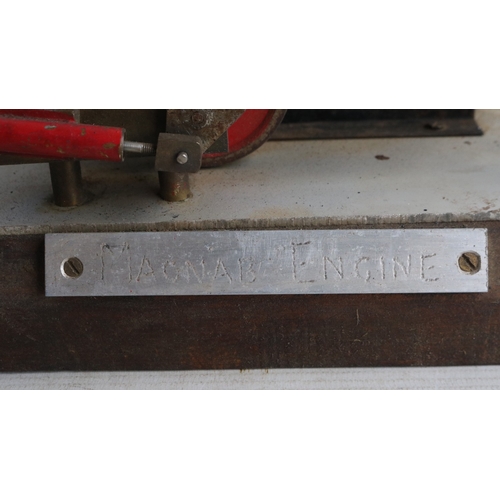 20 - Small homebuilt stationary live steam 'Macnab' engine, with instructions (tied to fuel tray), W22xD1... 