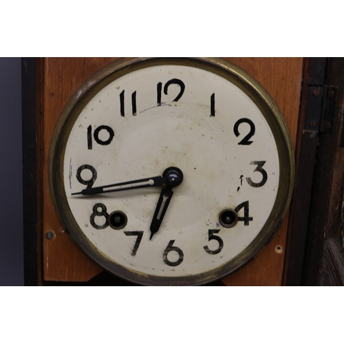 Aichi Tokei Denki K.K. post WWII Japanese 8 day oak wall clock