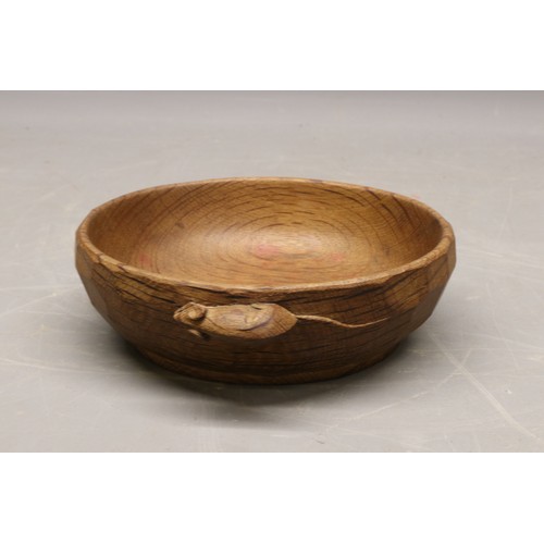  Robert Mouseman Thompson of Kilburn - an oak nut dish, hand tooled exterior carved with signature mo... 