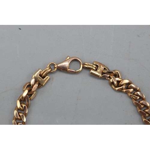 2 - Hallmarked 9ct rose gold diamond curb link bracelet, comprised of shaved curb link chain with two pa... 