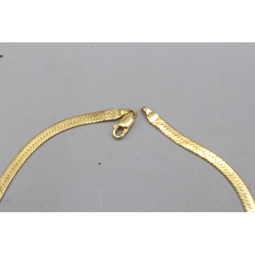 5 - Hallmarked 9ct yellow gold herringbone link necklet chain, 4mm gauge thickness and 18