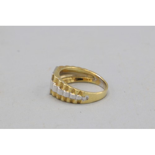 8 - Hallmarked 18ct two-tone Jubilee bracelet-style diamond ring, comprised of 9 pavé-set round-cut diam... 