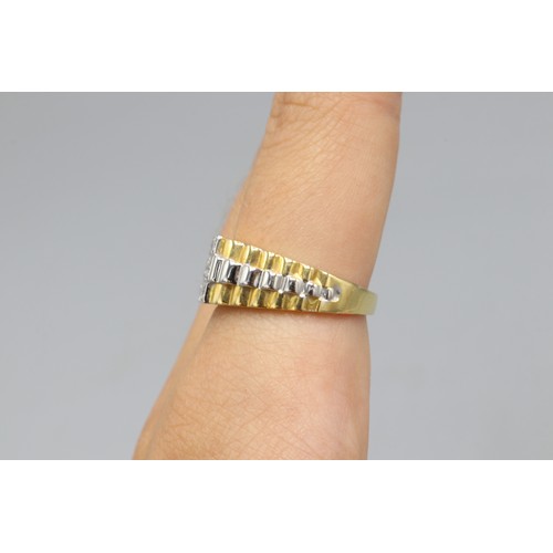8 - Hallmarked 18ct two-tone Jubilee bracelet-style diamond ring, comprised of 9 pavé-set round-cut diam... 