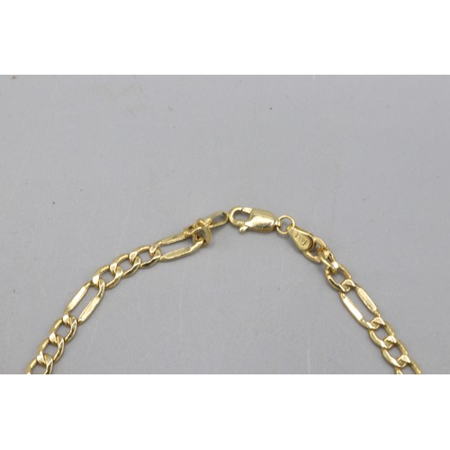 9 - Hallmarked 14ct yellow gold curb link Figaro necklace, with lobster claw clasp. 4mm gauge and 20