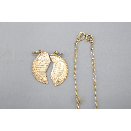 36 - Mixed lot of 9ct yellow gold comprised of a CZ heart pendant on stamped 9ct yellow gold chain, a 9ct... 