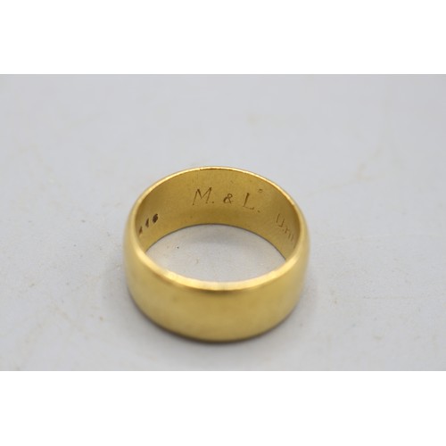 1 - WITHDRAWN - Hallmarked 22ct yellow gold heavy wedding band, 10mm width, with court-profile exterior.... 