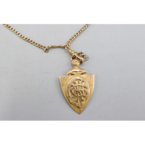 18 - Hallmarked 9ct yellow gold No. 50 Stokesley Encampment Masonic Service Medal for Scribe, by Fattorin... 