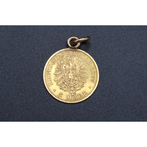26 - Kingdom of Prussia Wilhelm I (1861-1888) 1877 5 Mark, with attached hoop and ring (ring and hoop not... 