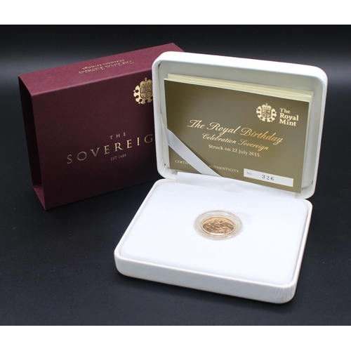 10 - The Royal Mint - The Royal Birthday Celebration Sovereign Struck on 22 July 2015, Limited Edition No... 
