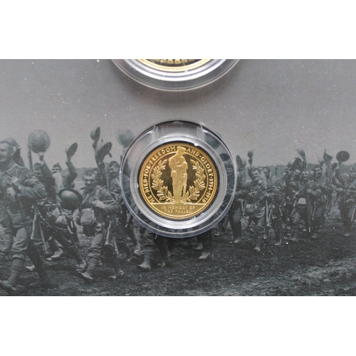 28 - The London Mint Office -A War To End All Wars 5 coin set to inc. 9ct 10g coin (XRF tested) lacking a... 