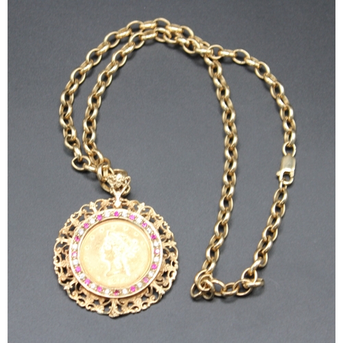 33 - USA 1899 Ten Dollar coin in 9ct hallmarked mount with white & pink gemstones, with a 9ct hallmarked ... 