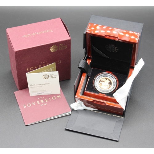 12 - Royal Mint - The Sovereign 2019 Gold Proof Coin, No.6880/9500, encapsulated in case with COA
Bradley... 