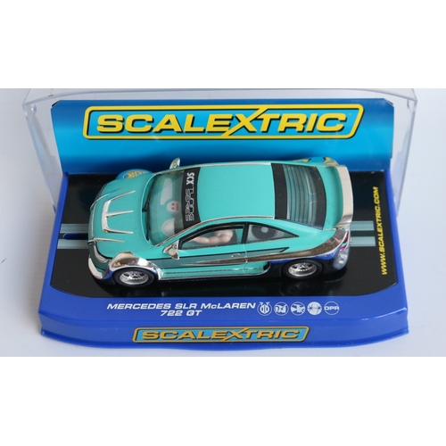  Collection of six boxed 1/32 scale slot car models to include Scalextric C3116 Mercedes SLR McLaren ... 
