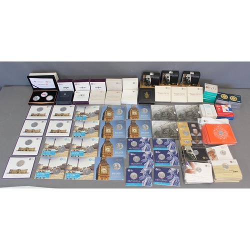 Collection of Royal Mint Silver proof coins to inc. Royal Mint/Australian Mint Armistice Centenary 2018 Three Coin  Silver Proof Set, 6 2015 Buckingham Palace UK £100 Fine Silver Coins, 6 The Trafalgar Square 2016 UK £100 Fine Silver Coin, 6 Big Ben Heartbeat of the Nation 2015 UK £100 Fine Silver Coin, 6 2015 UK £50 Britannia Fine Silver Coins, The Sapphire Jubilee 2017 UK £5 Silver Proof, 4 The Longest Reigning Monarch 2015 UK £5 Silver Proof, 3 The Christening of HRH Princess Charlotte 2015 UK £5 Silver Proof, 2 The First Birthday of HRH Prince George 2014 UK £5 Silver Proof, 3 50th Anniversary of the Death of Sir Winston Churchill 2015 UK £5 Silver Proof, The Queens Beasts The Lion of England 2017 UK One Ounce Silver proof, 3 SS Gairsoppa Britannia 2014 UK Quarter-Ounce silver coin, 3 Shakespeare 2016 UK £50 fine silver coin, 3 Magna Carta 2015 UK £2 silver proofs, 10 Sir Winston Churchill 2015 UK £20 fine silver coins, 10 A Timeless First The George and Dragon 2013 UK £20 fine silver coin, 10 Outbreak 2014 UK £20 fine silver, 9 The 90th Birthday of Her Majesty the Queen 2016 UK £20 fine silver, 6 2016 The Christmas Nativity £20 fine silver, 2016 Peter Rabbit UK 50p silver proof, Team GB 2016 UK Silver proof 50p, 3 Nations of the Crown 2017 UK £1 Silver proof and 4 The Last Round Pound 2016 UK Silver proof £1 (total approx. gross 93.39ozt.)
Bradleys Shipping £50.00 plus vat (UK Only)