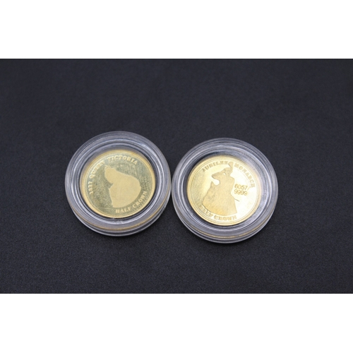 23 - Two 9ct The Royal House of Windsor gold coin collection encapsulated coins, lacking COAs but XRF tes... 