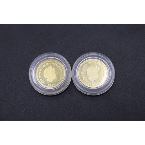 23 - Two 9ct The Royal House of Windsor gold coin collection encapsulated coins, lacking COAs but XRF tes... 