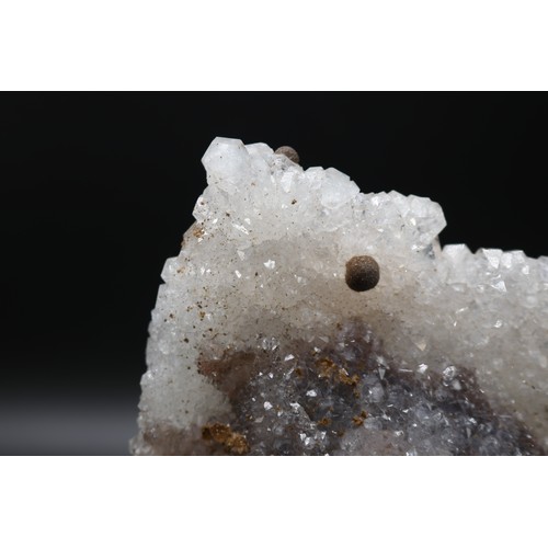 Quartz crystal specimen with goethite and druzy crystal extrusions ...