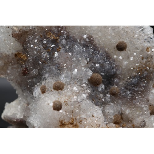 Quartz crystal specimen with goethite and druzy crystal extrusions ...