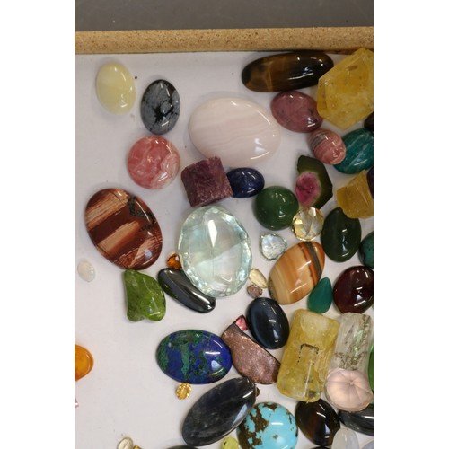 Very large mixed lot of over 120 cut and polished gemstones, comprising ...