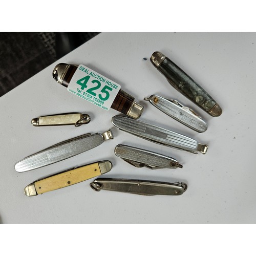 425 - 9 x pen knives / pocket knives