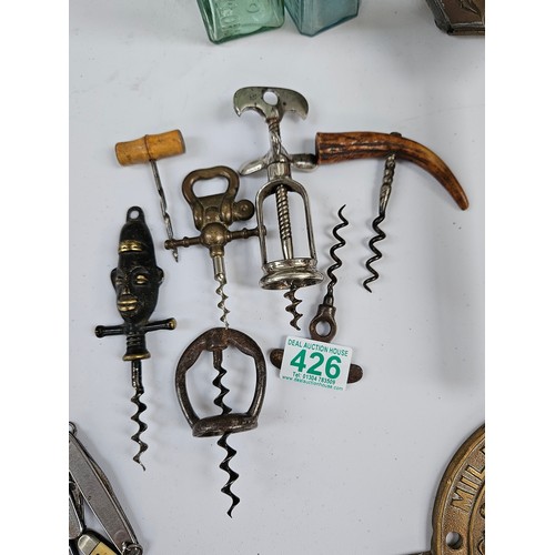 426 - 7 x Vintage bottle openers / cork screws