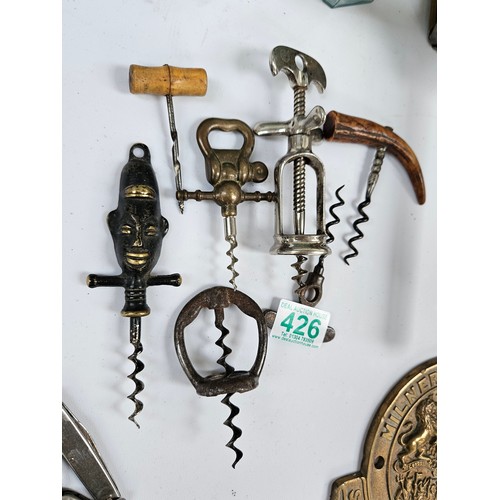 426 - 7 x Vintage bottle openers / cork screws